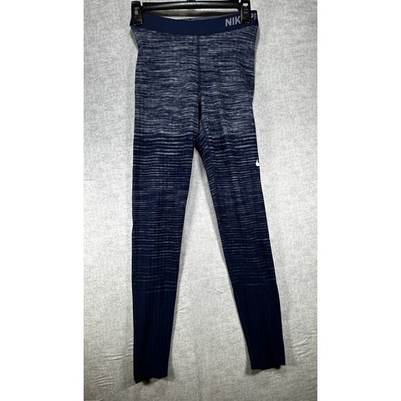 Nike Pro HyperWarm Leggings Women’s M Base Layer Training Gym Running Pants Blue - Picture 1 of 9